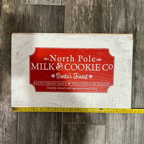 North Pole milk & cookie company shabby chic artist made sign NWT - Picture 3 of 4